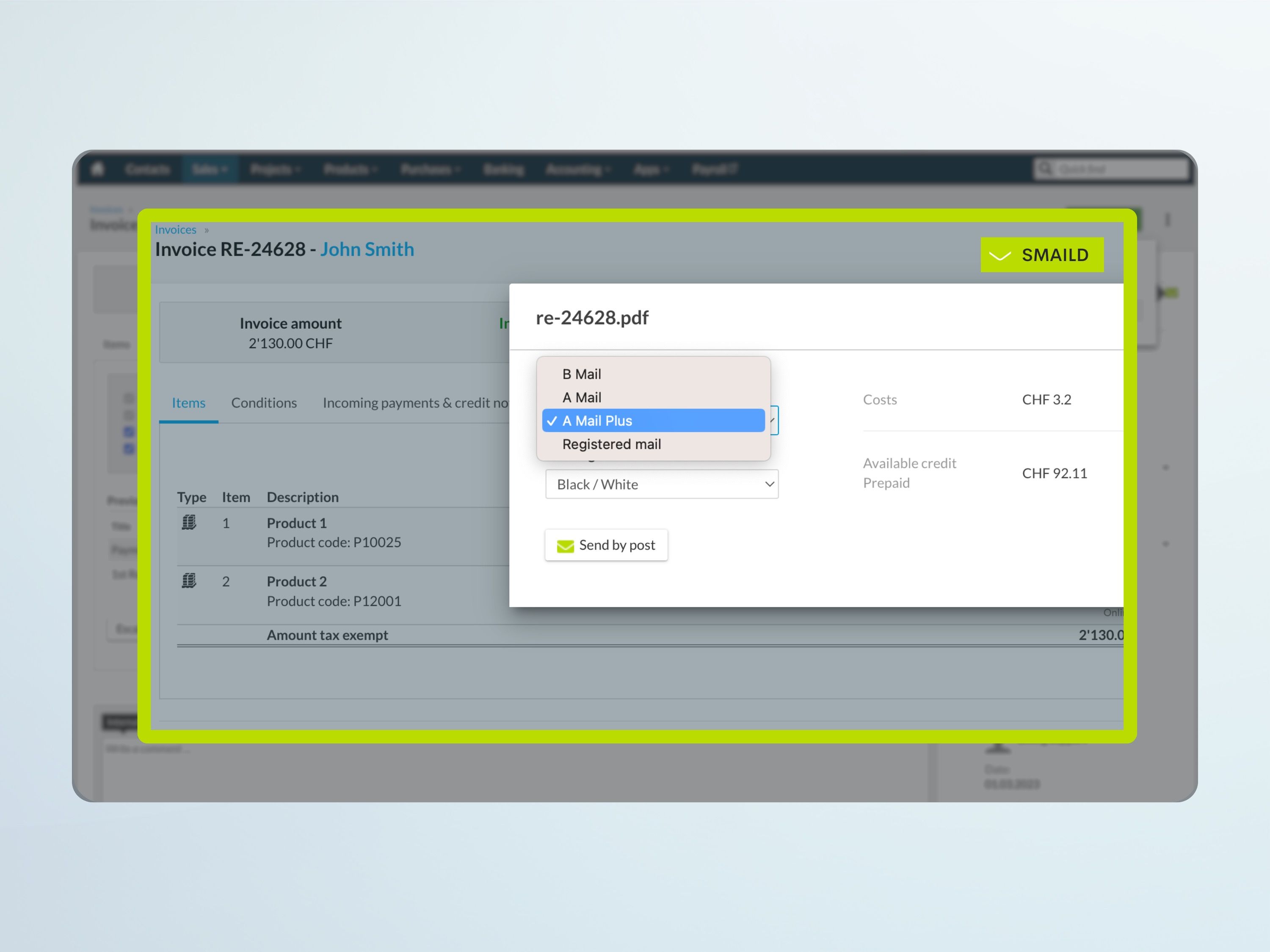 Invio tramite la Posta Svizzera
