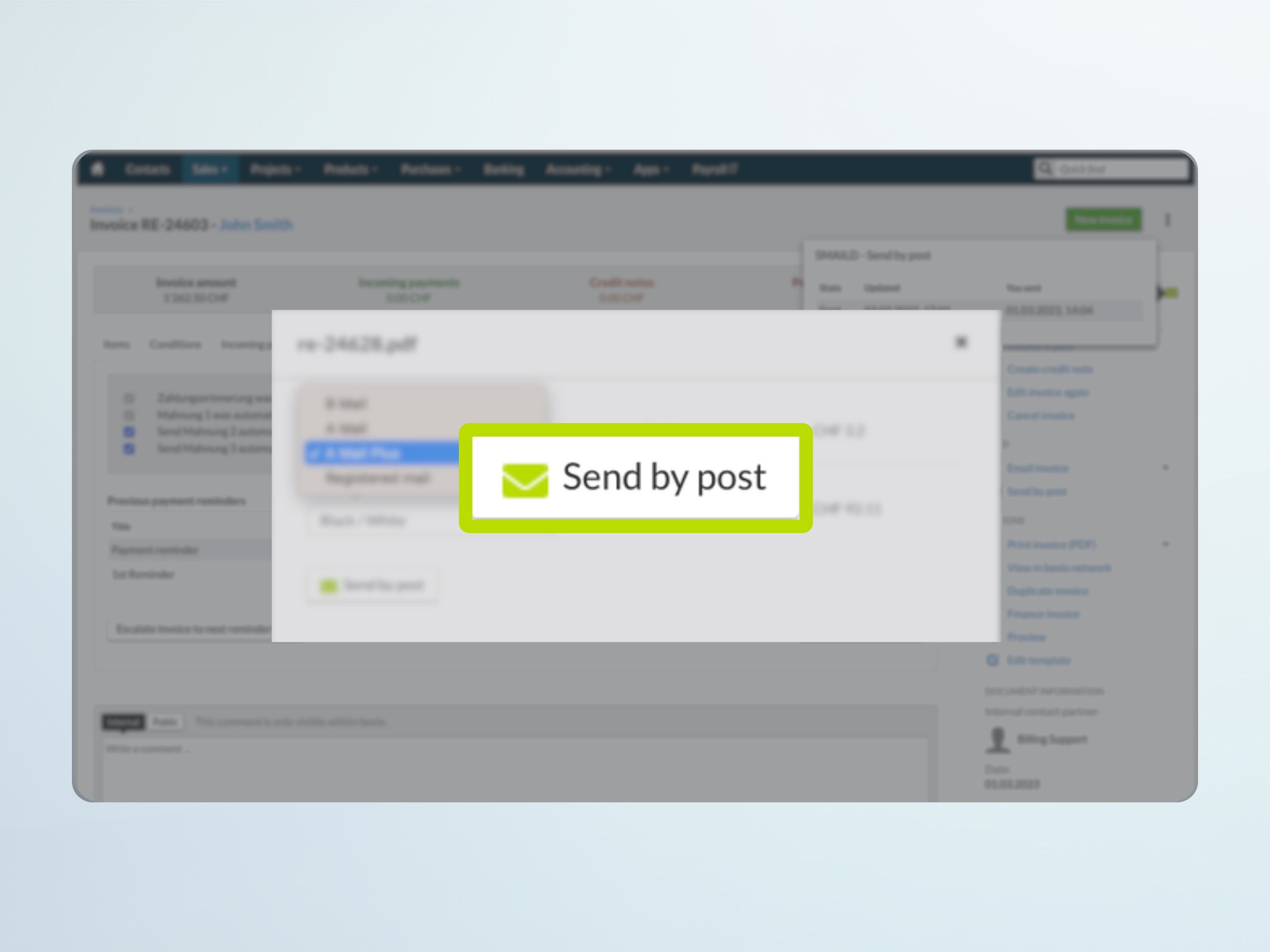 Invia lettere direttamente da bexio