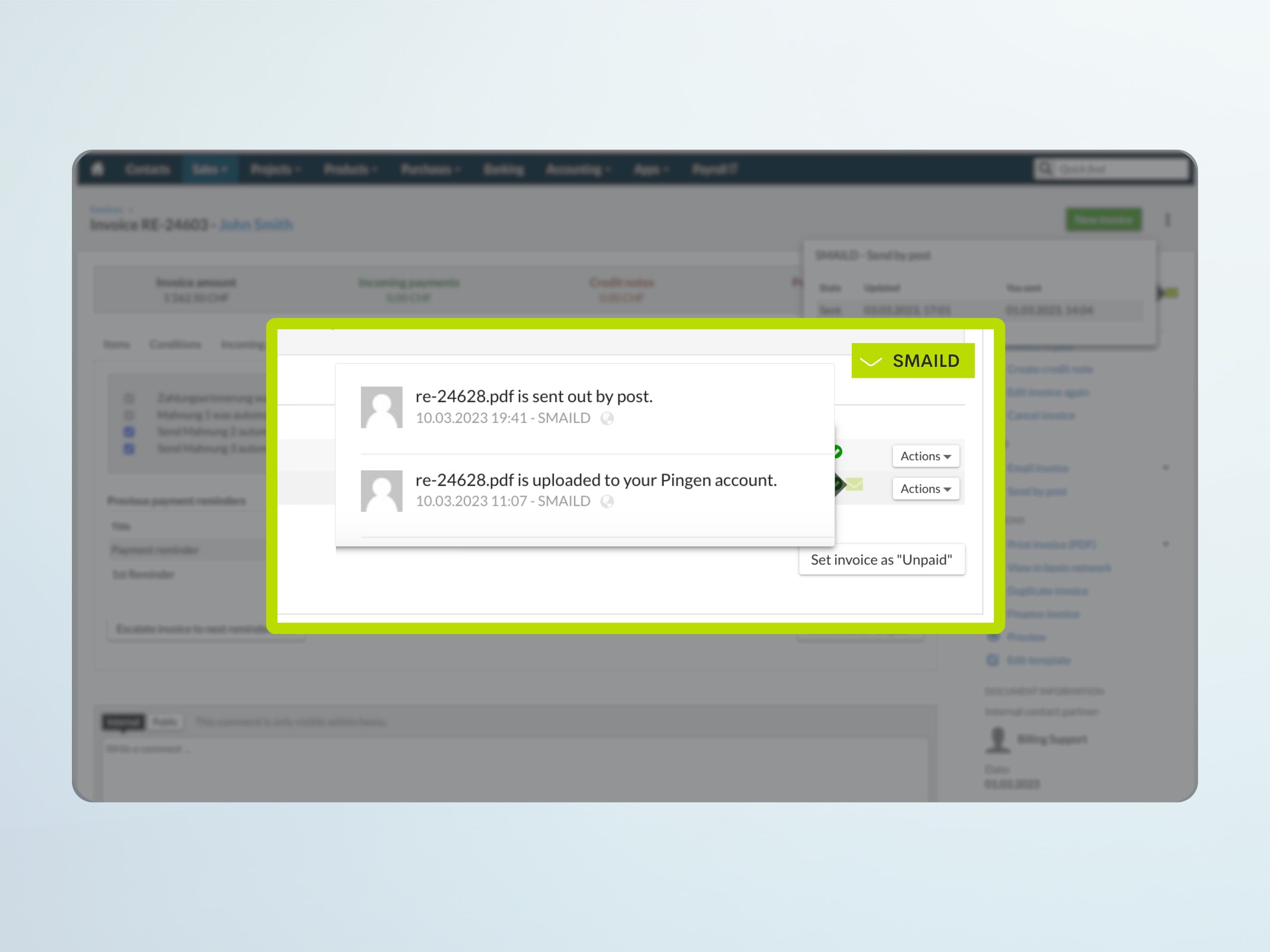 Stato delle lettere e tracciabilità direttamente in bexio